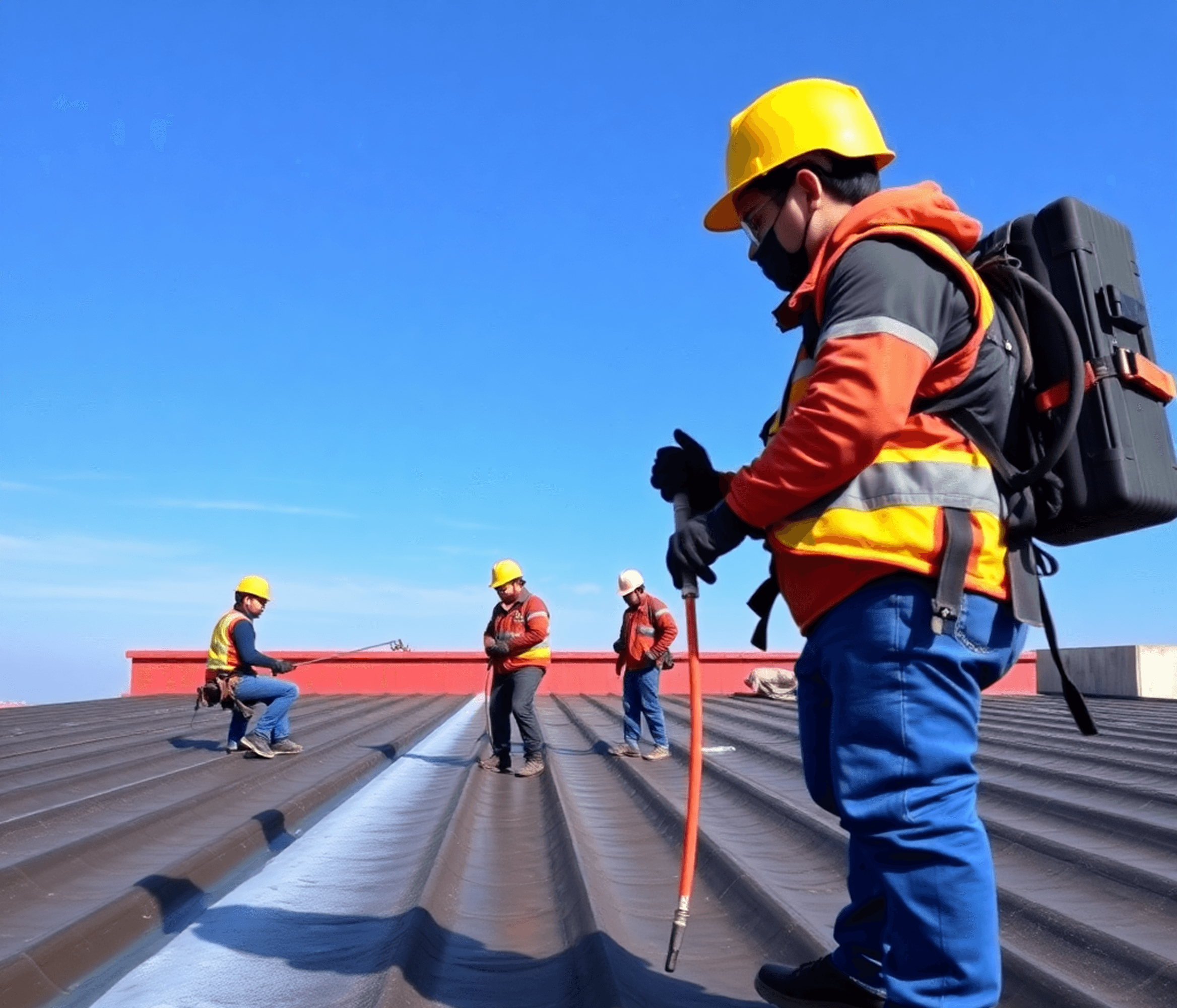 Waterproofing team at work